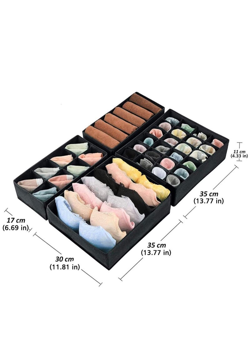 SYOSI Bra Organiser Upgrade Sturdy Collapsible Drawer Divider for Socks Panties Ties Clothing Storage Drawers Set of 4 Black - Image 5