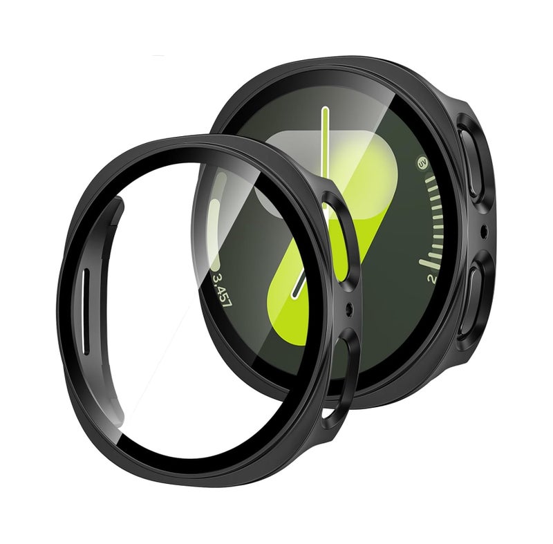 AXIYIBZI 1 Pack Samsung Galaxy Watch 8 2025 Screen Protector Case 40/44mm, Hard Bumper with Built-in Tempered Glass, Black, 40MM - Image 2