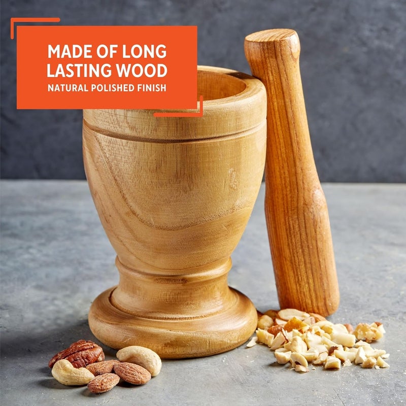 Imusa Jumbo Natural Wood Mortar and Pestle for Kitchen Essentials - Image 3