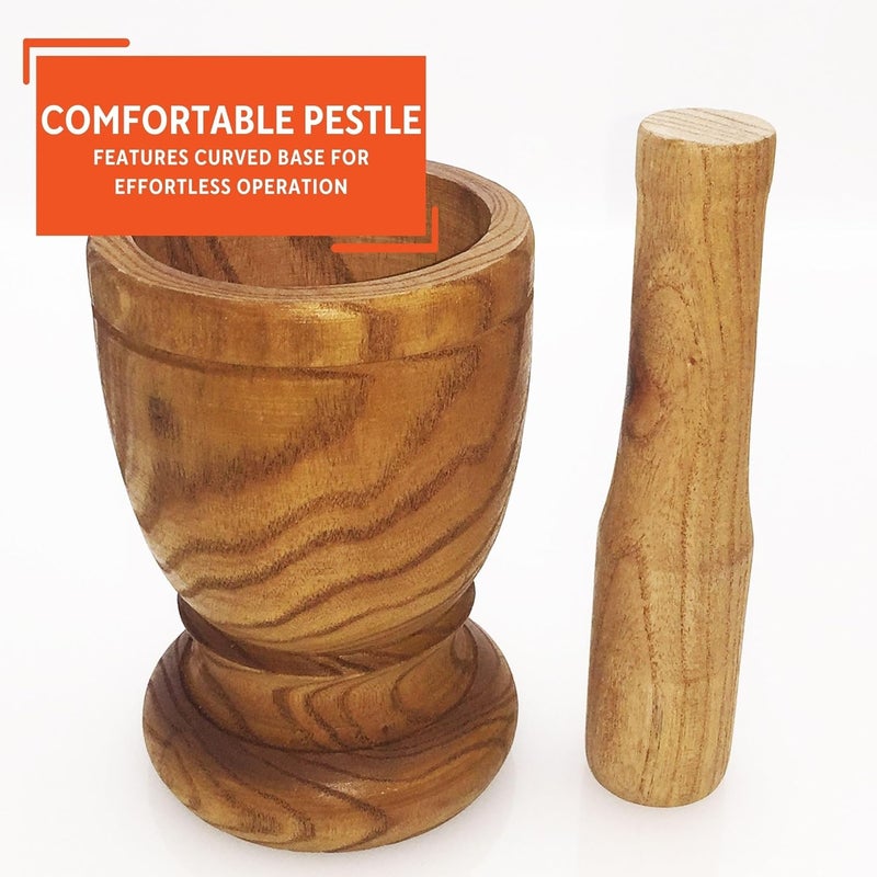 Imusa Jumbo Natural Wood Mortar and Pestle for Kitchen Essentials - Image 4