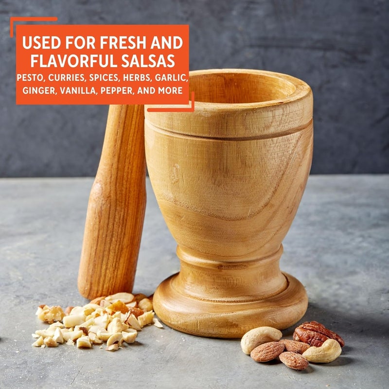 Imusa Jumbo Natural Wood Mortar and Pestle for Kitchen Essentials - Image 5