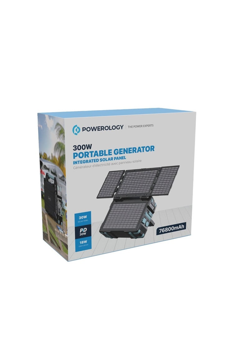 Powerology Portable Solar Power Generator and rechargeable 284W/H 400W QC  Black  - Image 1