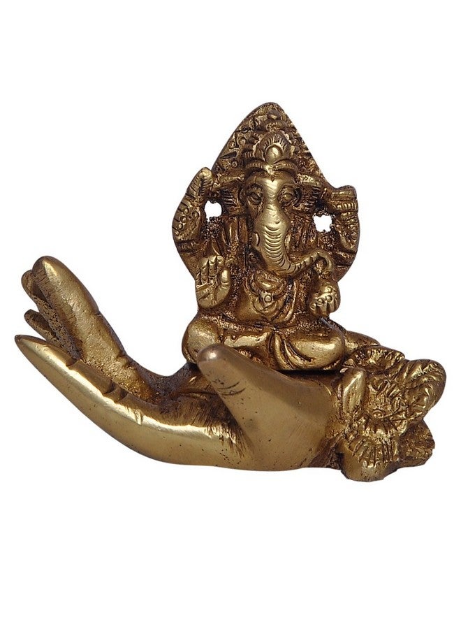 CRAFTHUT Elite Brass Statue/Idol of Lord Ganesh/Ganpati for Blessing and Stability at Home & Office, Handcrafted with Antique Look/Diwali Gift (LxBxH - 3 x 2 x 2.5) Inches, Weight - 200 GMS - Image 1