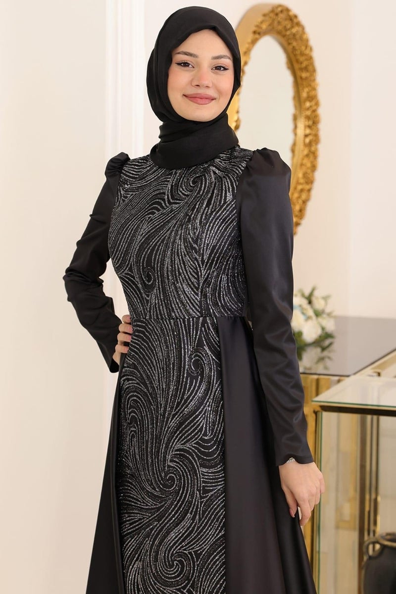 Esilanur Miray Hijab Evening Dress Black  - Image 2