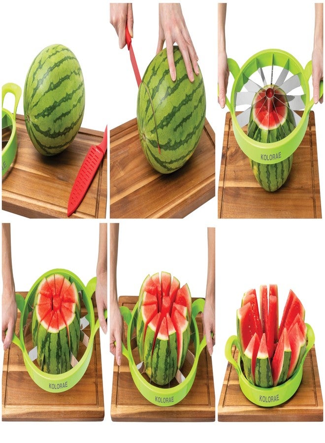 KOLORAE Extra Large Watermelon Slicer, Stainless Steel Cutter with Durable Easy Grip Handles, Round Divider to Easily Cut Fruits, Slices Melons up to 10in. - Image 4