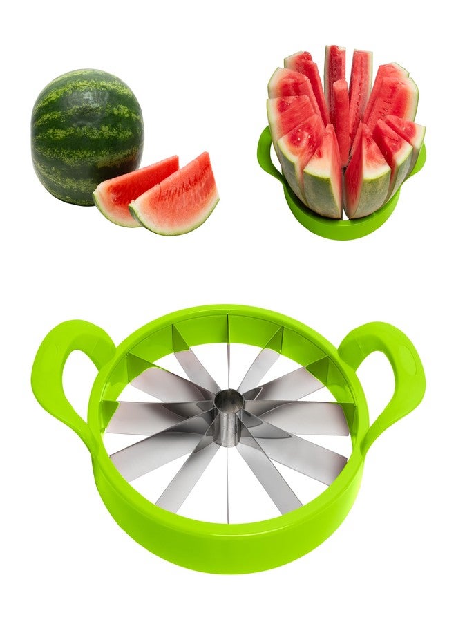 KOLORAE Extra Large Watermelon Slicer, Stainless Steel Cutter with Durable Easy Grip Handles, Round Divider to Easily Cut Fruits, Slices Melons up to 10in. - Image 1