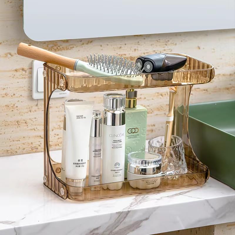 Matiko Plastic Bathroom Counter Organizer Countertop Storage Cosmetics Shelf Cosmetic Display Makeup Perfume Organizer Vanity Tray Spice Rack Organizer For Kitchen - Image 2