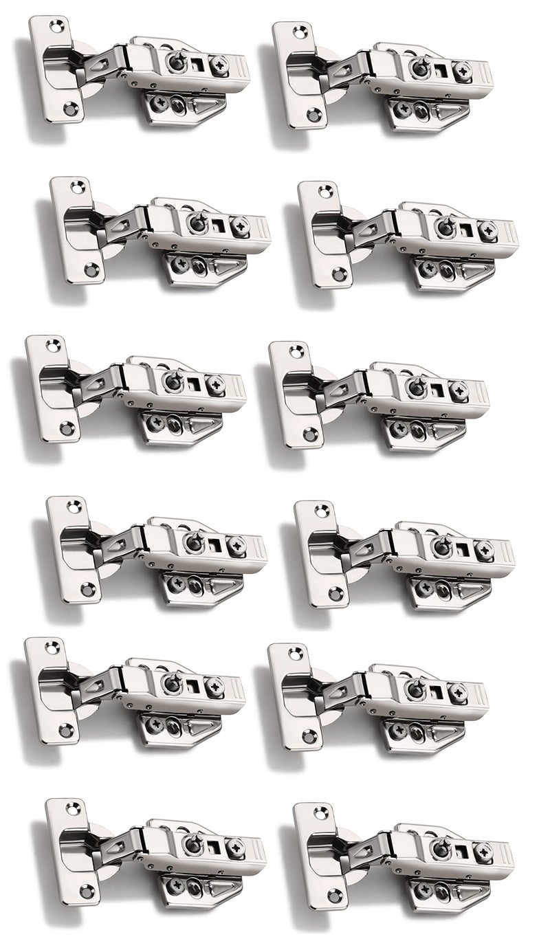 Met Craft Steel Soft Close 3D Hydraullic Clip On Concealed Hinges for Full Overlay Door Pack of 6 Pair (8 Degree Crank, Silver) - Image 1