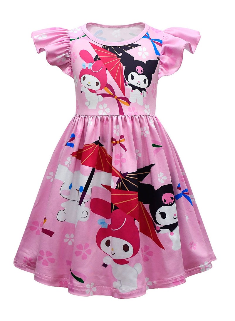 general Kuromi printed children's dress fabric is durable and comes in various sizes suitable for daily wear birthday parties and other occasions - Image 1