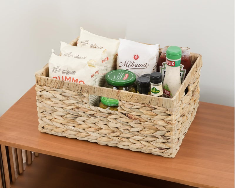 ORDELITE Jumbo Wicker Basket, Rectangular Wicker Baskets for Storage, Water Hyacinth Extra Large Storage Baskets, Shelf Basket with Built-in Handles-1 Pack - Image 3