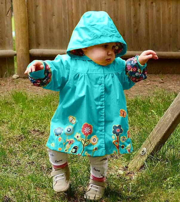 Arshiner Girl Baby Kid Waterproof Hooded Coat Jacket Outwear Raincoat Hoodies 120(Age for 4-5Y),Blue - Image 2