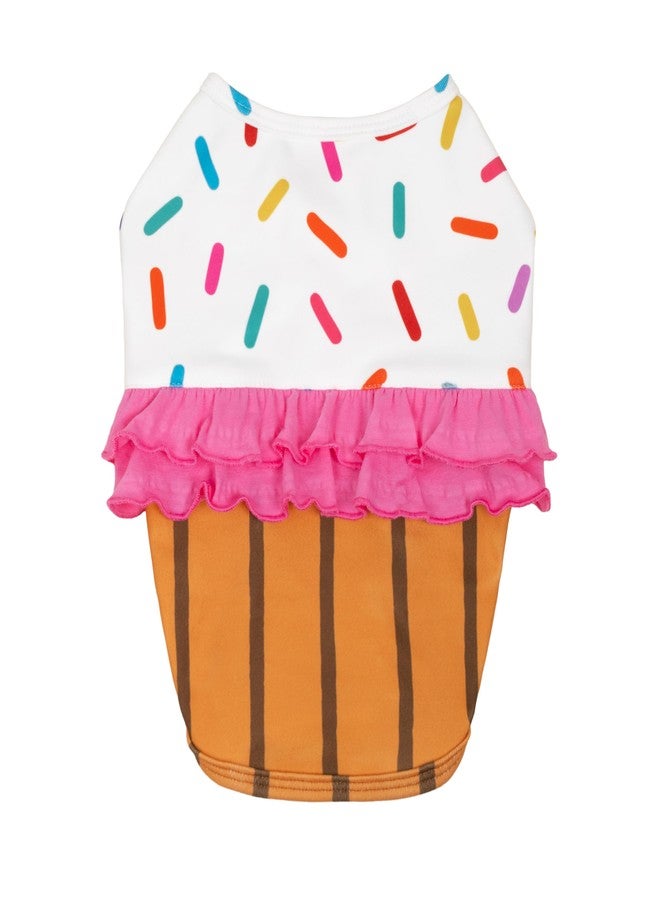 Fitwarm Halloween Dog Cupcake Costume, Funny Clothes for Small Dogs Girl, Pet Birthday Outfit, White, Pink, Brown, Medium - Image 1