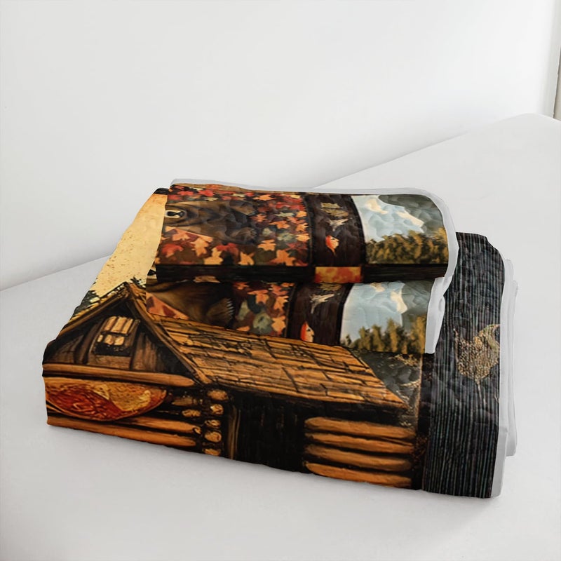 UEVBF Country Cabin Quilts King Size,Bear Forest Bedding Set for Room Decor,3-Piece Lightweight All Season Quilt Set,Countryside Bedding with 2 Pillowcases. - Image 5