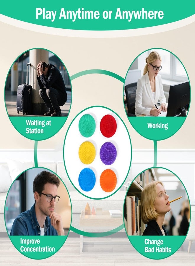 بوسوها ألعاب بوسوها لتخفيف التوتر للكبار - عبوة من 6 قطع من السيليكون، منزلقات لتخفيف التوتر، مناسبة للفصول الدراسية والمكاتب، ألعاب حسية 2 في 1 للسفر، تساعد على التهدئة، وتخفيف التوتر، ومناسبة للأشخاص المصابين بالتوحد واضطراب فرط الحركة ونقص الانتباه، هدايا مناسبة للبالغين من الرجال والنساء - Image 2