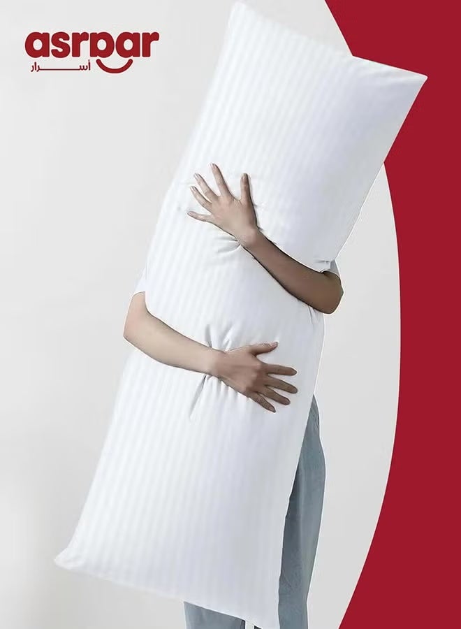 Asraar 4 Piece | Long Sleeping Pillow Microfiber - White 150x50cm - Image 3