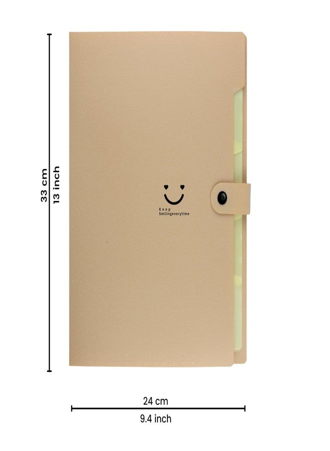 اس بي اس ملف SPS قابل للتوسيع بخمسة جيوب بتصميم مبتسم - يناسب مستندات بحجم A4 وحجم الرسائل، منظم ملفات أكورديون، ملف للمكتب، منظم ملفات محمول، للمدرسة والمنزل - أصفر رملي - Image 2