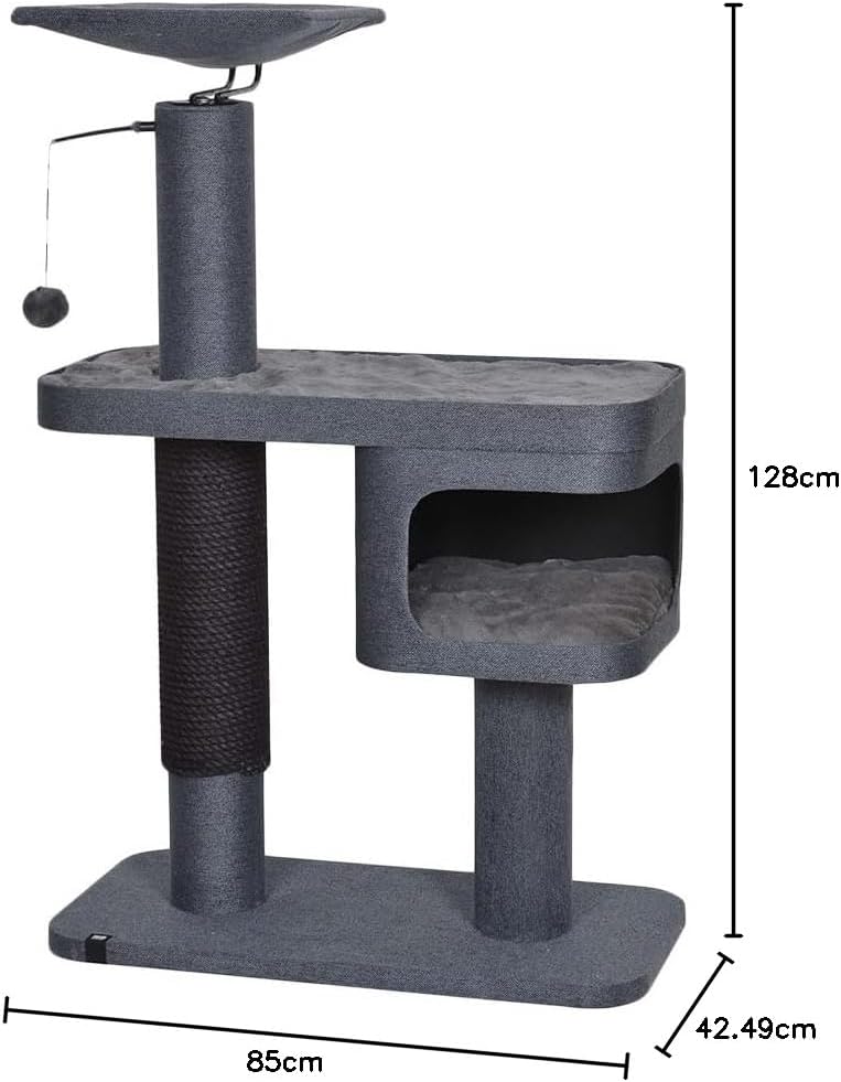 Ebi SCRATCH KATLA Cat Scratching Post With Hammock and Plush Toy - Anthracite 85x42x128cm