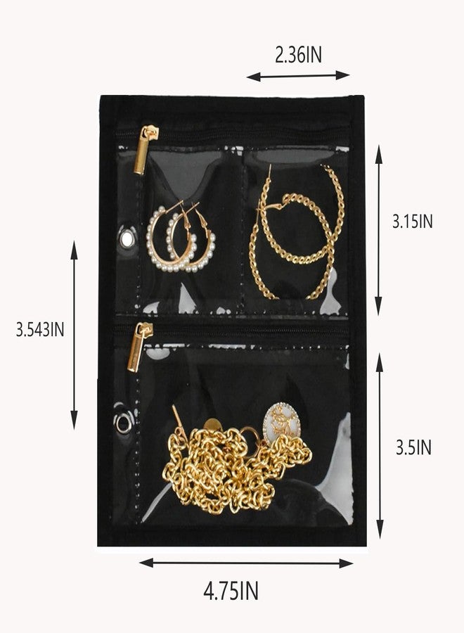 GSXRB Travel Jewelry Organizer Case with Clear Zipper Pouches,3pcs Velvet Jewelry Storage Book Binder, Multi-Layer Inner Pages for Earrings/Rings/Necklace/Bracelet, Compact & Waterproof(Black lining) - Image 2