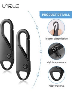 Unique 10 Pcs Zipper Pull Replacement, Detachable Zipper Pull Tabs for Luggage Clothing Jackets Backpacks Boots Purse Coat, Zipper Repair Kit Zipper Slider Pull Tab Metal Zipper Head (Silver, Black, Gold)  - Image 4