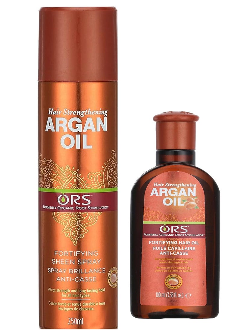 ORS Ors Argan Oil Fortifying Hair Oil + Ors Argan Oil Fortifying & Hair Strengthening Sheen Spray  350 ML 