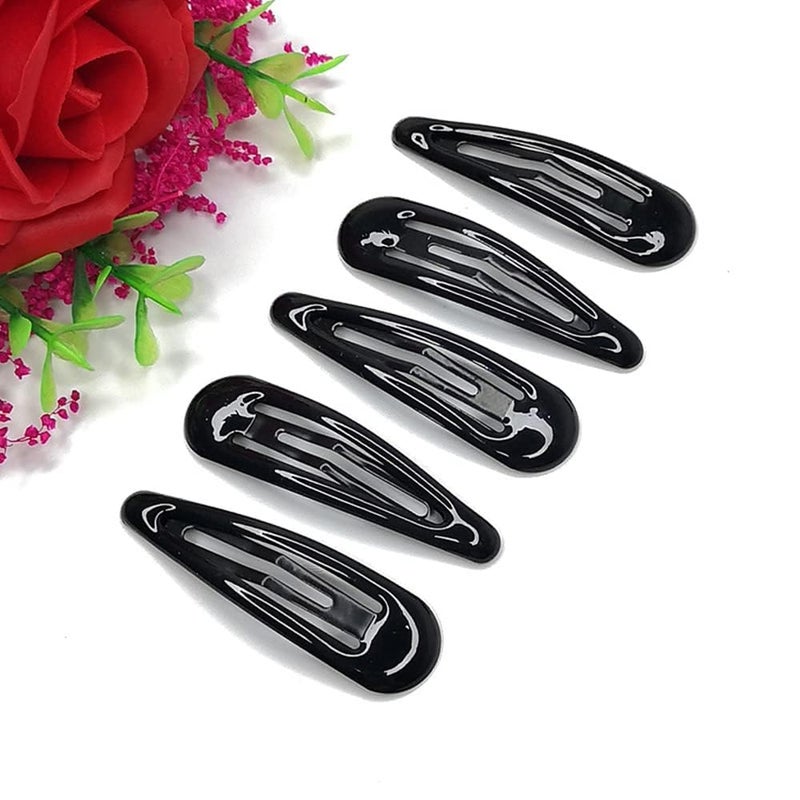 Tesvyns 55 PCS Black Snap Hair Clips Barrettes Water Drop Non Slip Heavy Coated Metal Hair Accessories for Kids Teens Girls Women (2 Inch) - Image 4