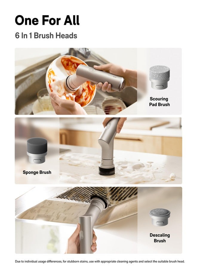 HOTO فرشاة تنظيف كهربائية لاسلكية HOTO، فرشاة تنظيف صحون مقاومة للماء IPX7، فرشاة تنظيف الحمام، قوة قصوى 22 رطل-بوصة، جهاز تنظيف قوي مع 9 رؤوس فرشاة للمطبخ، الحوض، الحمام، الدش، البلاط - Image 3