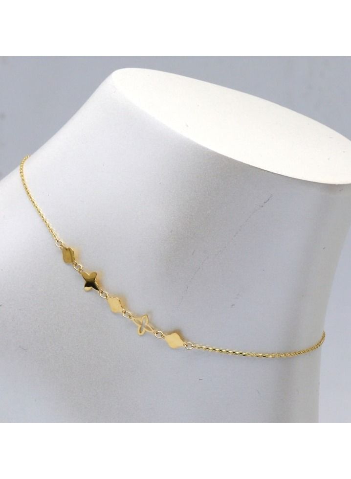 Gold Zone Real Gold Flower Anklet 0132 A1039  - Image 5