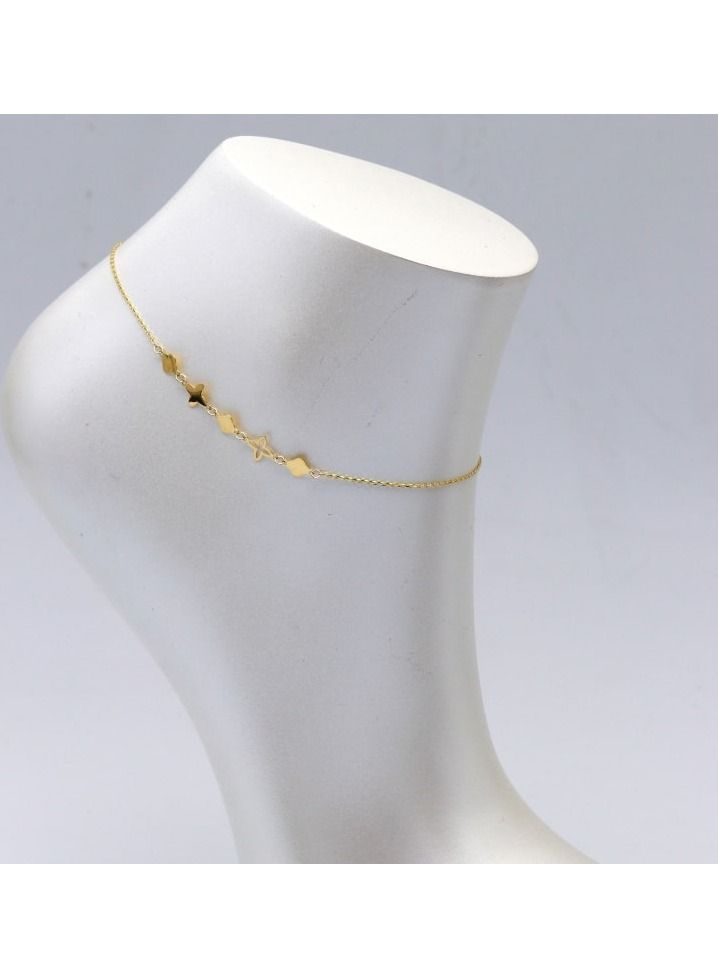 Gold Zone Real Gold Flower Anklet 0132 A1039  - Image 2