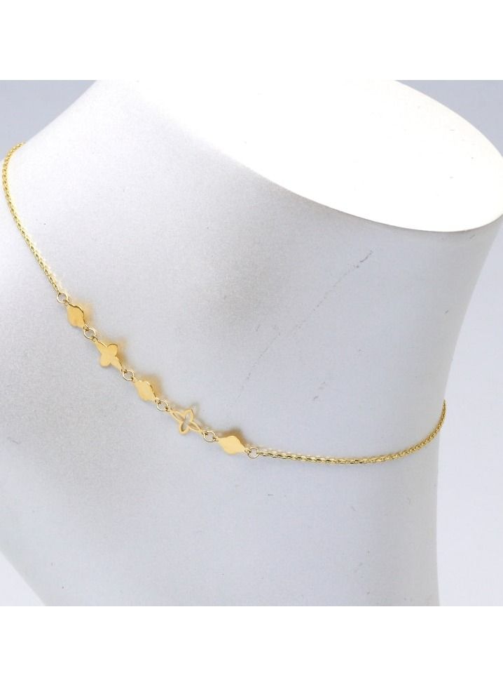 Gold Zone Real Gold Flower Anklet 0132 A1039  - Image 4