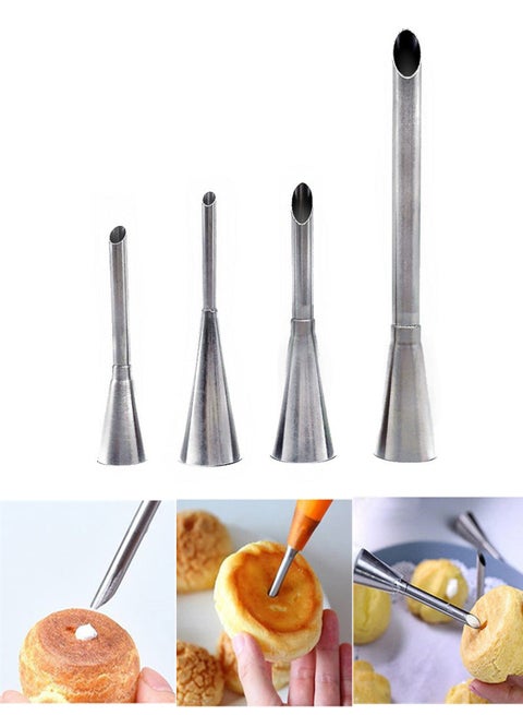 4Pcs/Set Stainless Steel Cream Icing Piping Nozzle Tip Cream Puff Decor Small Pastry Icing Piping Tool  ﻿