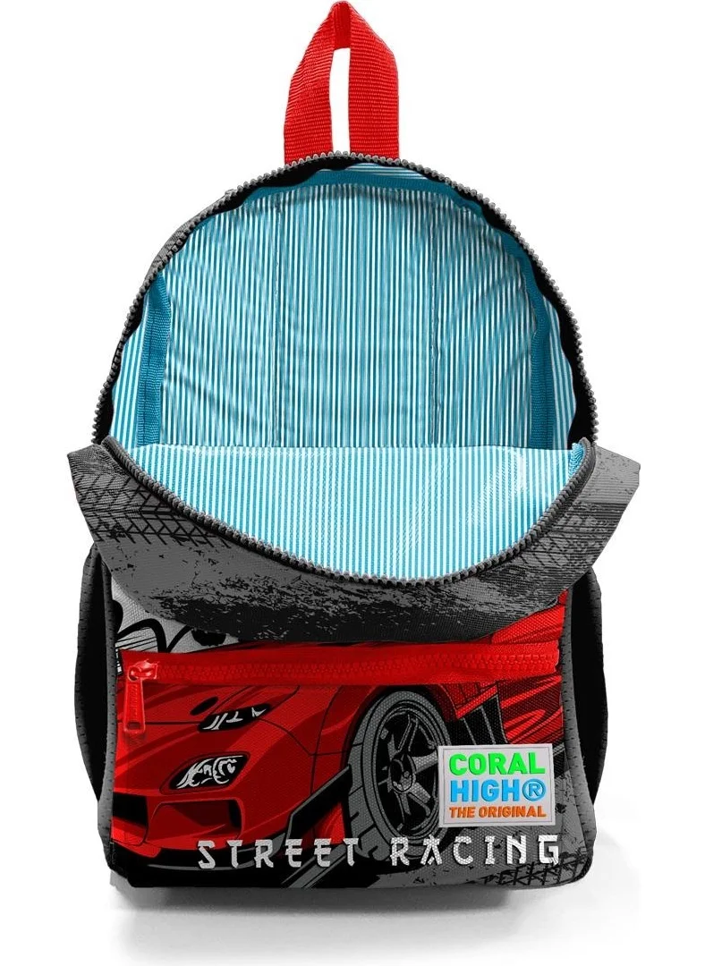 CORAL HIGH Tiny Nest Backpack Black Red Anime Car Patterned Two Compartments 23547