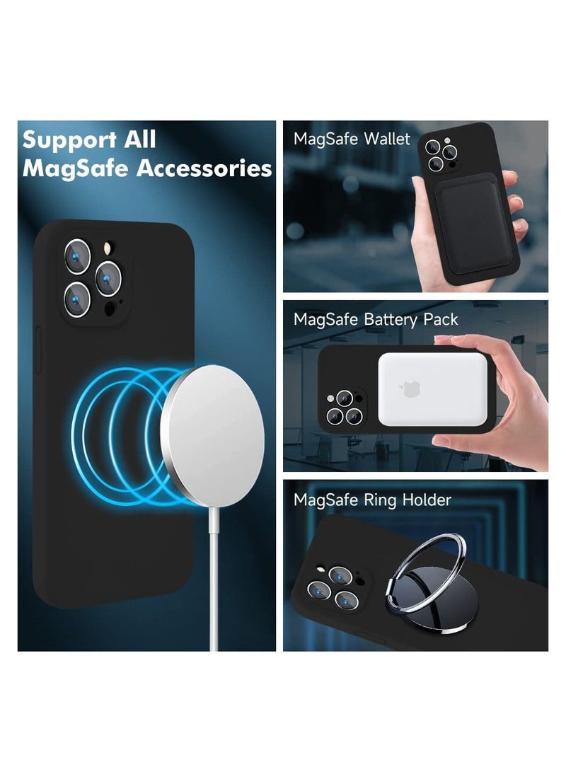 Silicone Magnetic Case for iPhone 13 Pro Max with 2 Pack Tempered Glass Screen Protector Magsafe Case  - Image 2