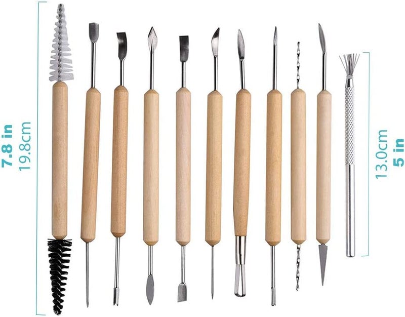 URBAN BOX 19Pcs Pottery Tools Clay Sculpting Carving Tool Set Contains Most Essential Wooden Clay Tools for Potters - Image 3