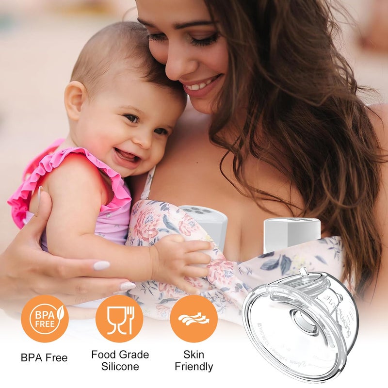 JIMOWANG مجموعة كاملة من أكواب جمع الحليب متوافقة مع مضخة الثدي المحمولة Momcozy S12 Pro/S9 Pro، صمام بطة محدث لقطع غيار مضخة S9 Pro/S12 Pro الأصلية (غير متوافقة مع S9/S12)، فلانج 24 مم - Image 5