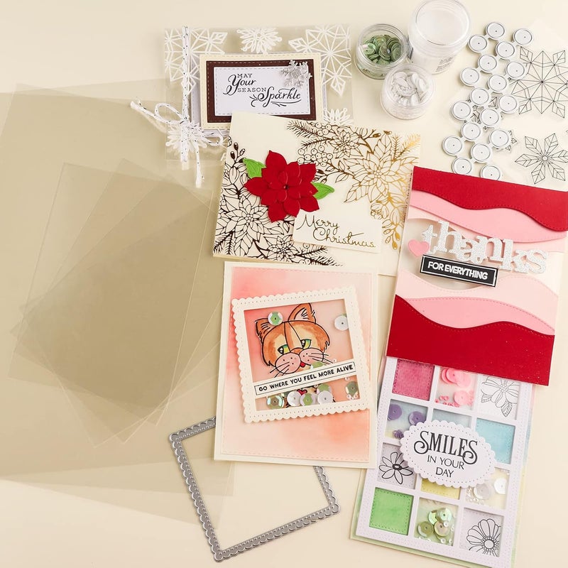 BAOFALI 10 Pcs 8.5x11inch Heat Resistant Clear Acetate Sheets for Embossing and Stamping for Shaker Cards Window Plastic Sheets DIY Scrapbooking Handmade Shaker Cards Album Photo Frame Accessories Anti-stati - Image 4