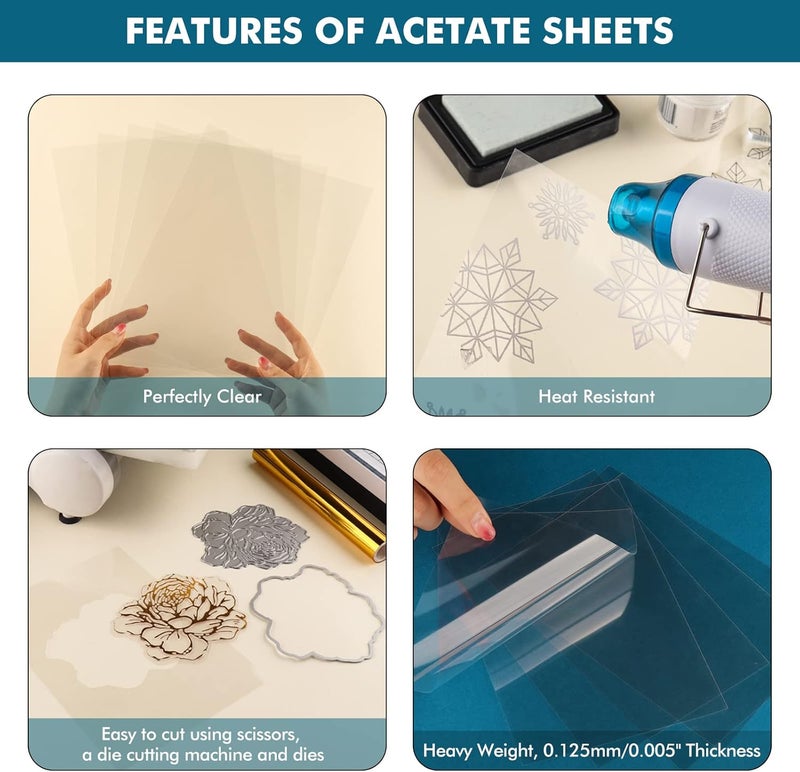BAOFALI 10 Pcs 8.5x11inch Heat Resistant Clear Acetate Sheets for Embossing and Stamping for Shaker Cards Window Plastic Sheets DIY Scrapbooking Handmade Shaker Cards Album Photo Frame Accessories Anti-stati - Image 3