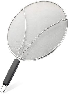 Stainless Steel Fine Mesh Oil Splash Guard With Silicone Handle Prevents Hot Oil Splashes and Keeps the Kitchen Clean