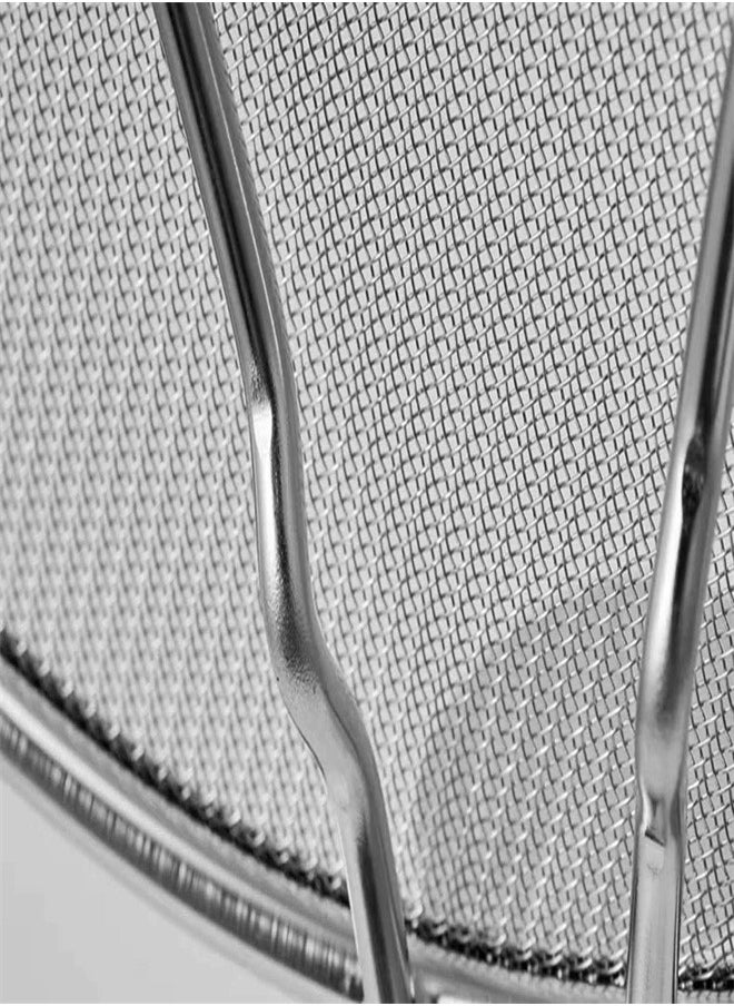 joyzzz - Stainless Steel Fine Mesh Oil Splash Guard With Silicone Handle Prevents Hot Oil Splashes and Keeps the Kitchen Clean - Image 1