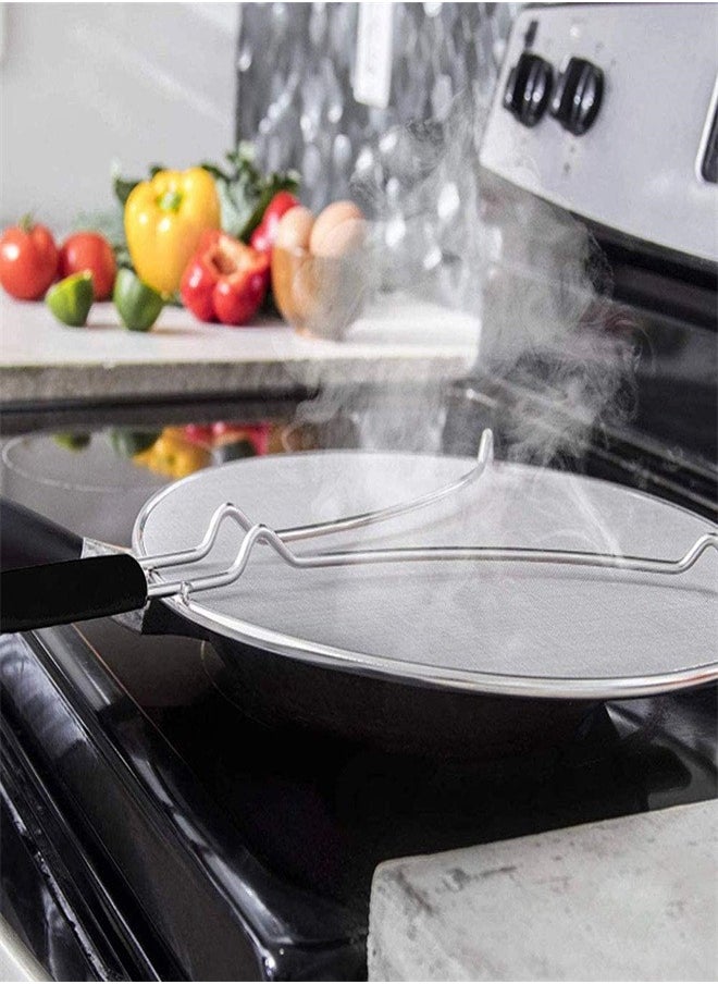 joyzzz - Stainless Steel Fine Mesh Oil Splash Guard With Silicone Handle Prevents Hot Oil Splashes and Keeps the Kitchen Clean - Image 1