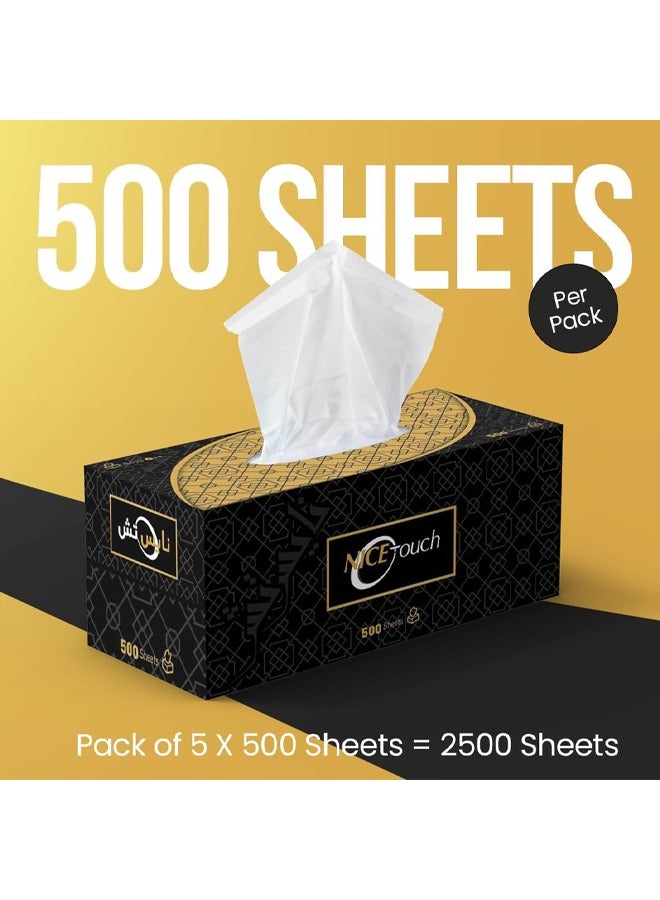 NICE Touch مناديل وجه 1 طبقة 15000 ورقة، 30 عبوة من 500 ورقة - تحتوي على 15000 مناديل فاخرة، ناعمة وامتصاصها ممتاز، مناسبة لجميع أنواع البشرة - Image 2