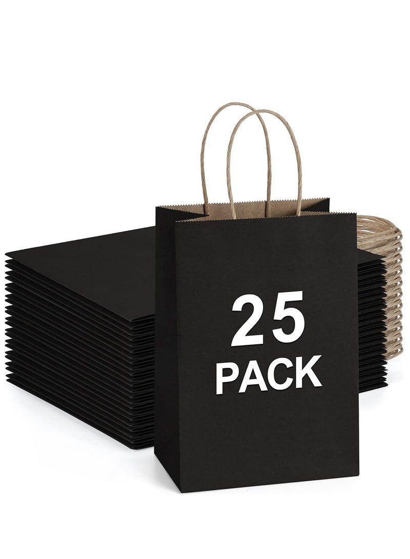 25 Pack Kraft Paper Bags Paper Gift Bags Medium Size with Handles, Party Favors Gift Wrap Bags for Business, Shopping Bags for Clothing, Retail, Merchandise 21*11*27cm - Image 1