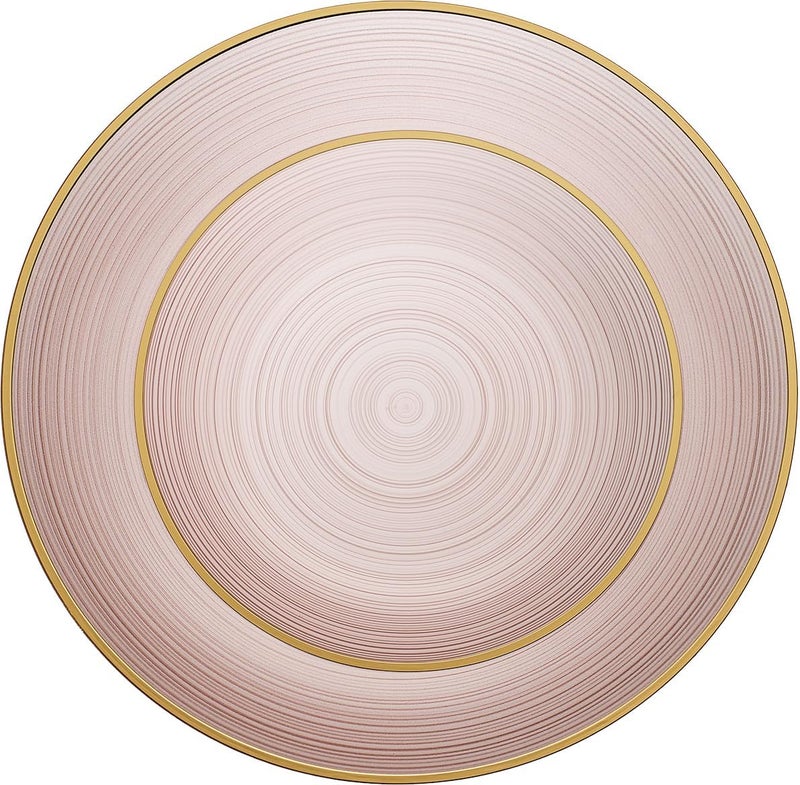 PLASTICPRO 128 Pieces Crystal Design Plastic Plates Combo Pack 64-7 inch and 64-10 inch Elegant Disposable Plates, Rose Color With Gold Rim - Image 5