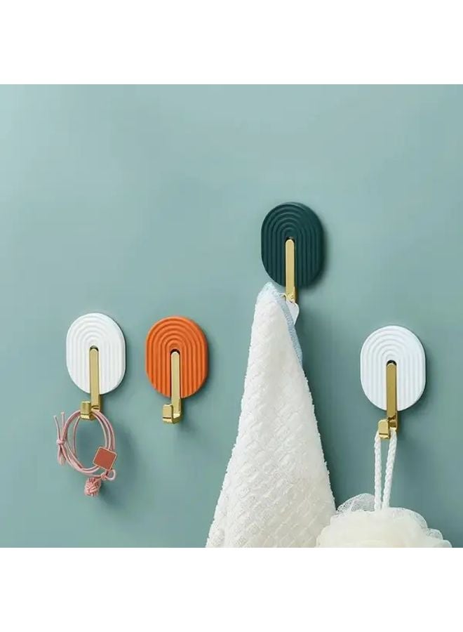 4Pcs Green Self Adhesive Hooks Heavy Duty No Drill Wall Mounted Towel Rack Holder - Image 2