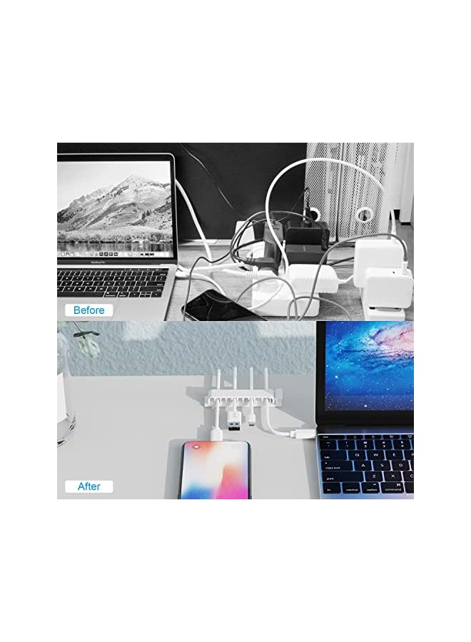 Green Tiger Cable Clips, 6 Pack Self Adhesive Cord Holders, 10 Slots Cord Organizer Charger Cable Management - Image 4