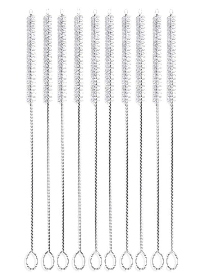 HOUSE HATCH Long Straw Cleaning Brushes, Stainless Steel with Nylon Bristles for Drinking Straws, Pipes, and Tubes, Pack of 10 - Image 1