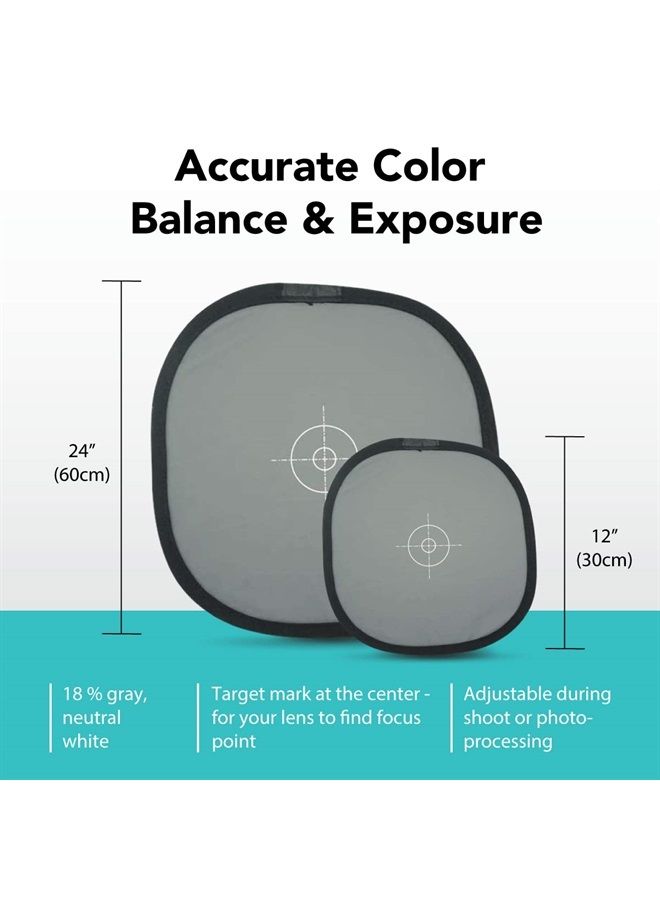 Foto&Tech Double-Sided 18% Gray Card and White Balance Disc, Gray and Neutral White Panel with Nylon Bag and Cable Tie, Collapsible Reference Reflector Focus Board for Camera Photography (12"/30cm) - Image 2