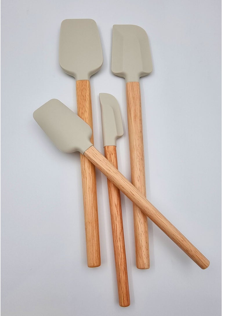 ملاعق سيلكون مسطحة تمنع الالتصاق بمقابض خشب جذابة - Image 2