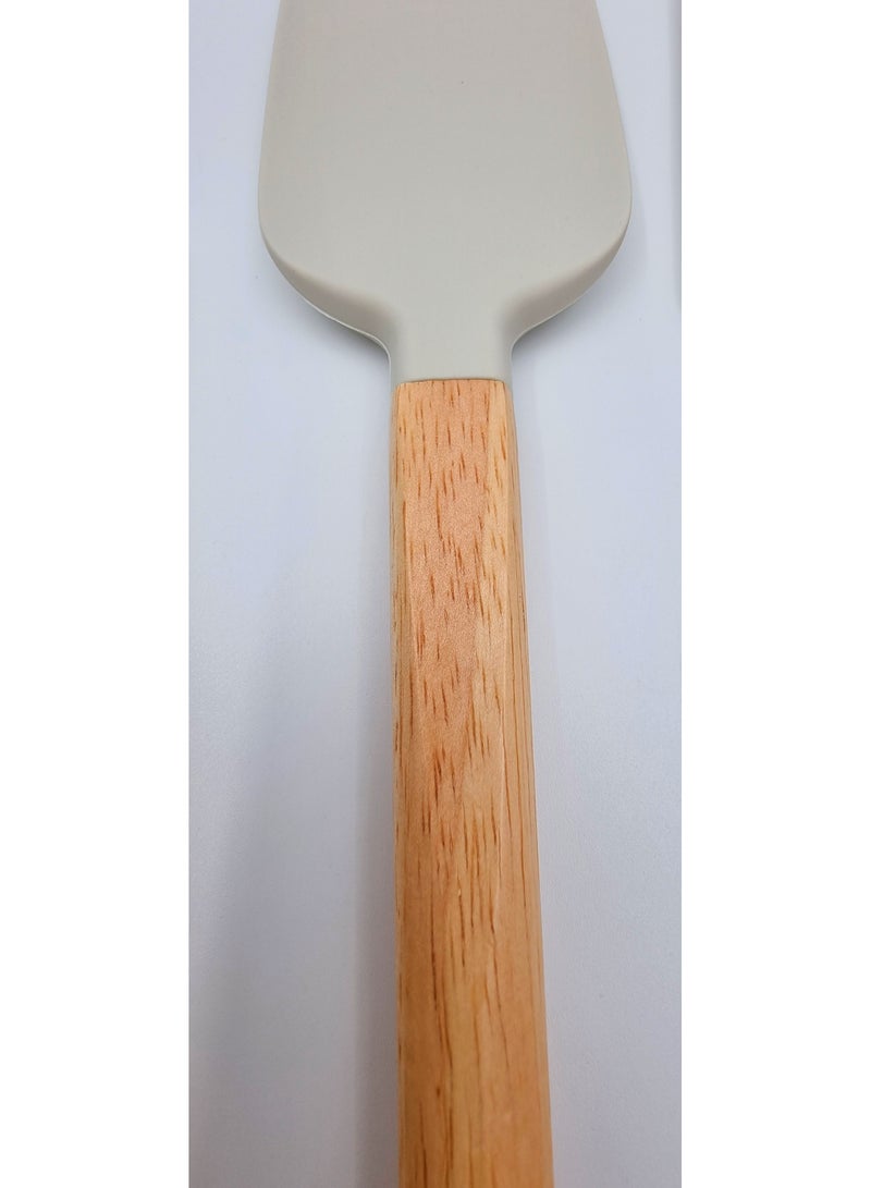 ملاعق سيلكون مسطحة تمنع الالتصاق بمقابض خشب جذابة - Image 4