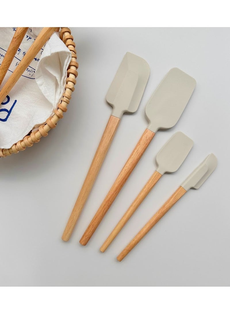 ملاعق سيلكون مسطحة تمنع الالتصاق بمقابض خشب جذابة - Image 5