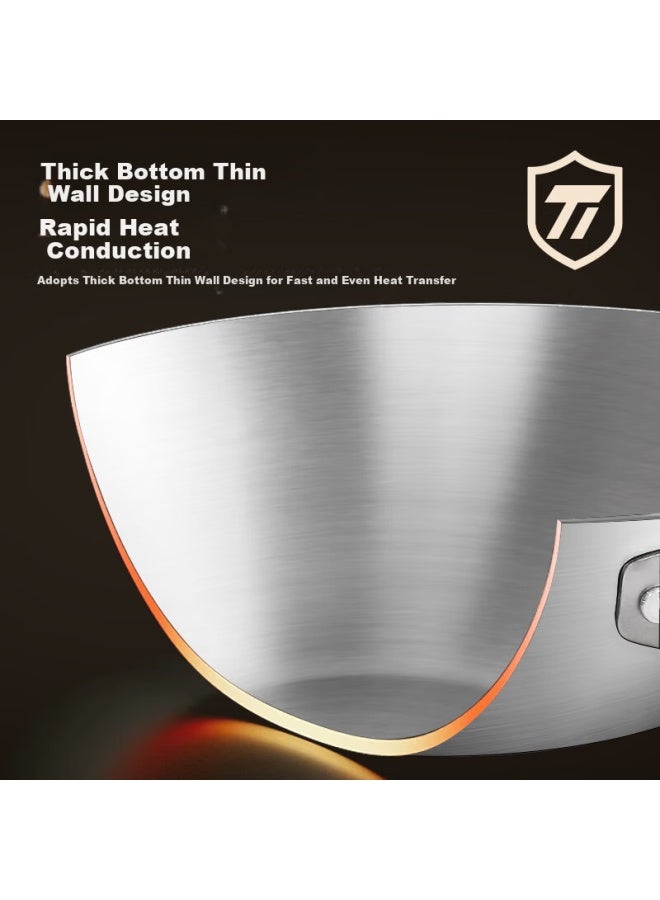 Olofe Pure Titanium 0-coating Stir-fry Pan True Titanium Old Guandong Pure Titanium Mirror Finish Featherweight Non-coated Household Stir-fry Pan 32cm - Image 5